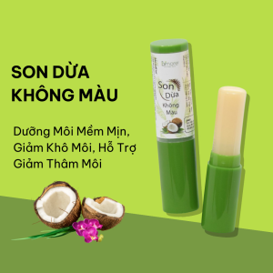 Son dưỡng dừa không màu dưỡng mềm môi chống khô nứt nẻ môi làm hồng môi