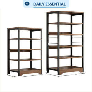 【DAILY ESSENTIAL】 Wooden Color Bookshelf Office Storage Rack Multi-Layer Shelf Floor Standing Organizer