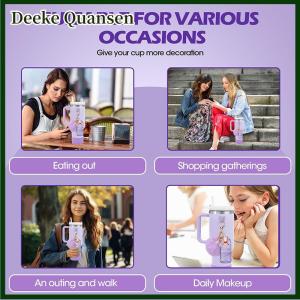 Deeke 6Pcs Phụ Kiện Thiết Lập Chai Nước Khởi Động Bìa Mini Hooks Son Môi Tay Áo Pouch Pom Daisy Quyến Rũ Keychain Cho Stanley Cốc