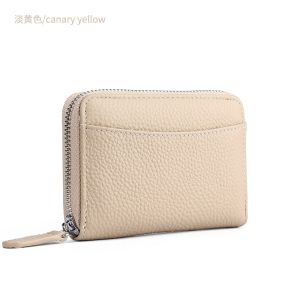 Womens RFID Blocking Credit Card Wallet Minimalist Genuine Leather Zippered Small Coin Purse