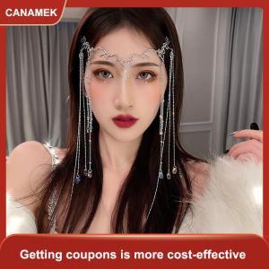 【CANAMEK 】 Ancient Style Elf Hair Accessories Rhinestone Multilayer Tassel Headwear For Women Girls Princess Tassel Hair Accessories