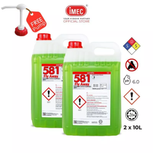 100-581-C IMEC 581 Fly Away Insect Repellent Sanitizer and Disinfectant Cleaner Halal 2x10 liter