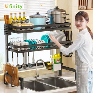 Lifinity Sink Rack Dish Rack Organizer Stainless Steel Dish Drainer Dish Drying Rack Kitchen Plate Organizer Rack