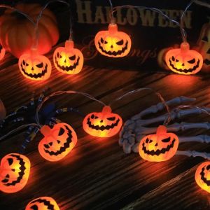 Dải đèn Halloween Nhện bí ngô sọ Đèn dây không thấm nước pin đèn điện cho bữa tiệc Halloween nguồn cung cấp trang trí phòng ở