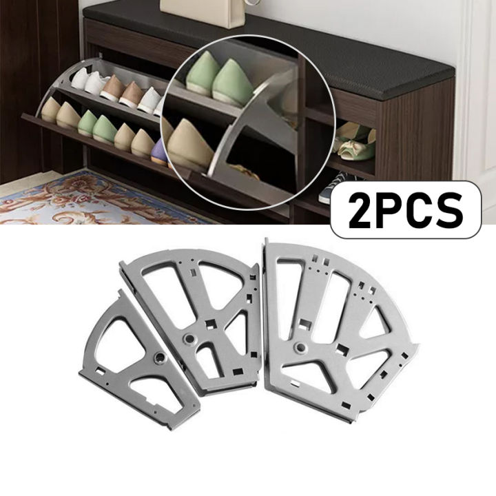 2Pcs Shoe Cabinet Hinges Metal Shoes Rack Shelf Flip Rack Hardware ...