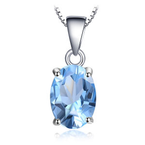 JewelryPalace Birthstone 925 Sterling Silver Pendant Necklace for Women No Chain Natural Citrine Topaz Amethyst Garnet Peridot Birthstone Gemstone Pendant Necklace