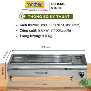 Bếp Nướng Than Gốm Mother GL600AS/ GL900AS | Không Nhóm Lửa - Không Khói Bụi - Không Quạt Than | Hàng Chính Hãng