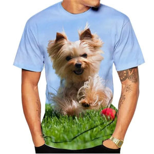 [Local Stock] HBESTY Halloween Christmas Yorkshire Terrier Pet Dog 3D Print T-Shirts Streetwear Men Women Fashion Short Sleeve O-Neck T Shirt Male Tees Tops Man Clothing