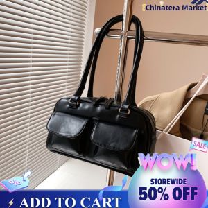 Premium Leather Shoulder Bag for Women Double Pocket Design Compact Crossbody Purse for Work and Travel in Tan