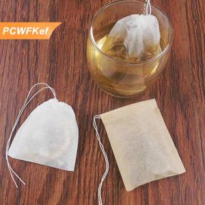 【PCWFKef】 100 cái lốc túi trà lọc túi giấy rỗng dây kéo teabag cho thảo mộc lỏng trà