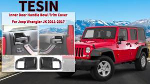 HH8 TESIN 2 Door Interior Door Handle Bowl Decoration Cover Trims Sticker for Jeep Wrangler JK 2011-2017 ABS Car Accessories Styling 8P3H5