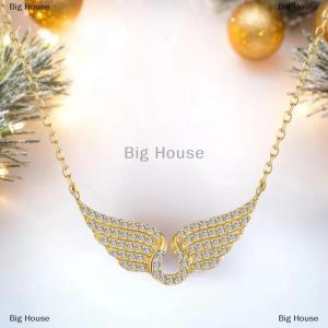 [COD] Big House Angel Wing Necklace Womens -encrusted Fashionable Temperament All-match Titanium Steel Clavicle Chain