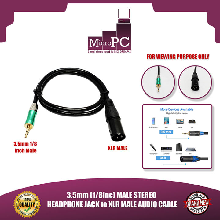 MICRO PC 3.5mm (1/8inc) MALE STEREO HEADPHONE JACK to XLR MALE AUDIO CABLE Lazada PH
