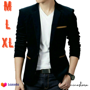 Blazer Hitam List Coklat/ Jas Pria Dewasa Terbaru 2021 / Blazer Pria HItam / Blazer Pria Keren / Jas Formal / Blazer Pria Casual / Jas Kantor / Blazer Pria Slimfit / Jas Stylish / Blazer Pria Hitam List Coklat