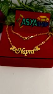kalung nama sendiri titanium lapis emas24 k anti karat