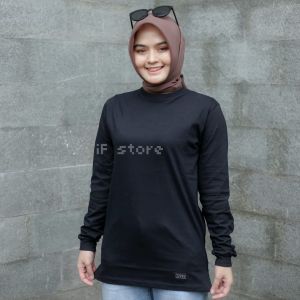 Kaos Gambar Lucu Oversize Lengan Panjang 7/8 Belah Pinggir Atasan Wanita Dewasa Muslimah Jumbo Hijab