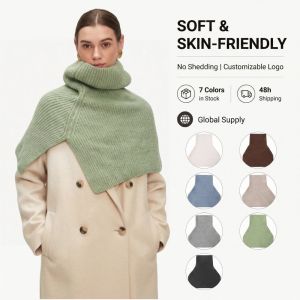 QKG24 Turtleneck Knitted Pullover Shawl Thicken High Neck High Neck Scarf Elegant Scarves Women Cape Women
