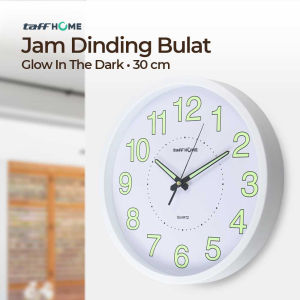(Bisa COD) TaffHOME Jam Dinding Bulat Quartz Luminous Glow in The Dark 30cm
