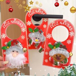 Christmas Santa Claus Snowman Door Hanging Pendants for Christmas Home New Year Hotel and Shopping Mall Window Decoration