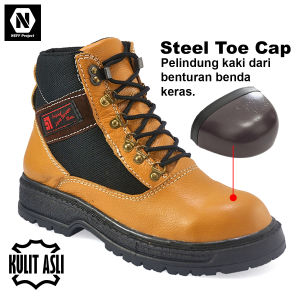 NEFF/ Sepatu safety boot kulit / Pelindung besi ujung kaki / Sepatu keselamatan kerja BJB 020