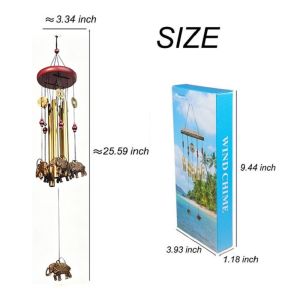 Bronze Wind Chimes Outdoor Hanging Metal Bells for Garden Yard Front Door Decor Lucky Charm Ornament Red bead wind chime elephant style