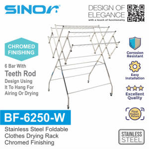 Sinor BF-6250-W Stainless Steel Standing Foldable Clothes Drying Rack Rak Jemur Pakaian 可折叠晾衣架