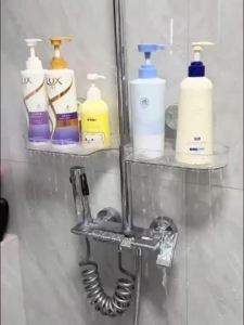 ชั้นวางของในห้องน้ำ แบบถ้วยดูด ไม่ต้องเจาะรู ไม่หลุดง่าย มาพร้อมตะขอที่วางของ ในห้องน้ำ ชั้นวางของติดผนัง ชั้นวางผ้าเช็ดตัวในห้องน้ำ นวางของในห้องน้ำ ตู้ติดผนังสี่เหลี่ยมไม่เจาะผนัง