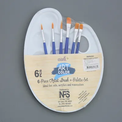 6pcs Paint Brushes and 1pc Palette Tray Set for Children Adults Watercolor Oil Acrylic Gouache Art Painting Supplies