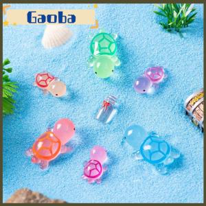 gaoba 6Pcs Set Luminous Mini Resin Turtle Car Dashboard Toys Dolls Figures Home Garden Decoration Cartoon Color Cute Car Ornaments Gifts