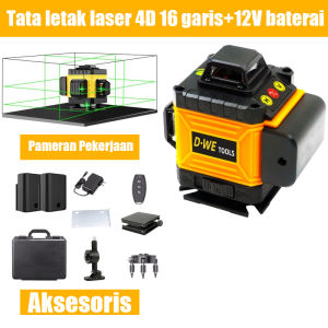 D-WE Laser Level 16 Lines 4D Self Leveling Laser Level Hijau 360 Self Leveling untuk Konstruksi Renovasi Rumah dengan Remote Laser Siku Waterpass Digital Mesin Self Leveling Bangunan Laser Sinar Hijau