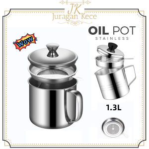 JUKE Tempat Saring Wadah Minyak Oil Pot Filter 1.3L Penyaring Jelantah Sisa Minyak Gorengan Stainless Steel
