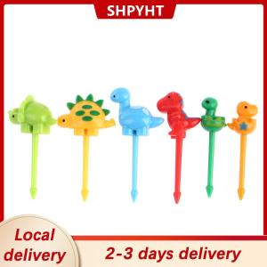 [COD] SHPYHT Local delivery Ship within 24 hours 6pcs set dinosaur Mini Animal Cartoon Food Picks Children Snack Fruit Fork