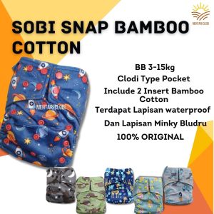 ORIGINAL Popok Kain Cuci Ulang/Clodi Sobi Snap Insert Bamboo BB 3-15 kg