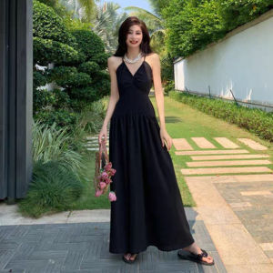 Neck-hanging Dress Vacation Neck Fashion High Quality Young Lady Soft Elegant and Charming