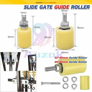 AUK Slide Gate Guide Roller Yellow Universal Heavy Duty Adjustable Nylon Rollers Gate Support Assembly for Sliding Rolling Gates