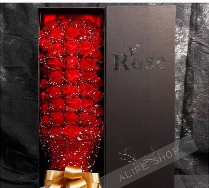Internal Roses Wit Ribbon Roses with ribbon 18 artificial rose flowers gift box, Valentine's Day ...