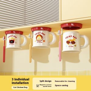 Fornicalmore Bộ ngăn để cốc bàn chải đánh răng hoạt hình dễ thương cho học sinh cặp đôi-lưu trữ treo tường