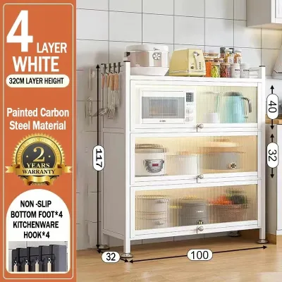 Kitchen Rack Cabinet Rack Dustproof Storage Cabinet Carbon Steel Enclosed Rack Multi-Function Rack