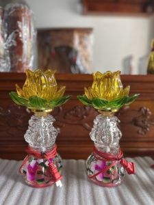 ( 1 CẶP ) CẶP ĐÈN PHA LÊ HOA SEN 3 LỚP BỒNG ĐỔI MÀU