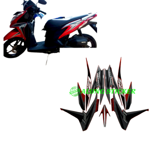 STIKER STRIPING LIS LES BODY MOTOR HONDA VARIO TECHNO 125 FI TAHUN 2013 WARNA MERAH 1SET STANDAR