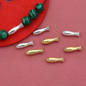 【W】10Pcs Stainless Steel Fish Beads Charms Spacer Loose Beads For Jewelry Making Crafts Handmade DIY Bracelet Accessories Bulk