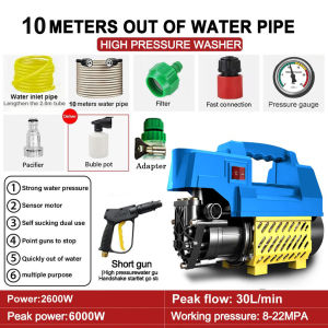 2600W Portable Pressure Washer Spray Car Washer Machine Waterproof High Pressure Car Washer