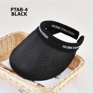 Topi Pantai Wanita Lebar Rajut Jerami Korea Sport Zumba Sport Visor Anti UV Import PTAB