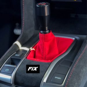 FIX-หุ้มหัวเกียร์รถยนต์-ของแต่งรถแบบ สีแดง JDM เกียร์รถทุกชนิด ถุงเกียร์ หนังอาคันทาร่าแท้ Mugen Spoon Honda Toyota