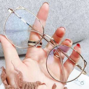 🔥Cc.👍 Korean Cat Ear Metal Frame Glasses Anti-Blue Light Glasses Round Frame Myopia Glasses