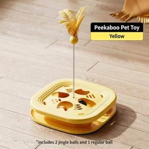 Teekland 4 Trong 1 Tương Tác Mèo Đào Đồ Chơi Mùa Xuân gậy gắn lông vũ & Theo Dõi Chuông Quả Bóng Cho Mèo Chán Relief