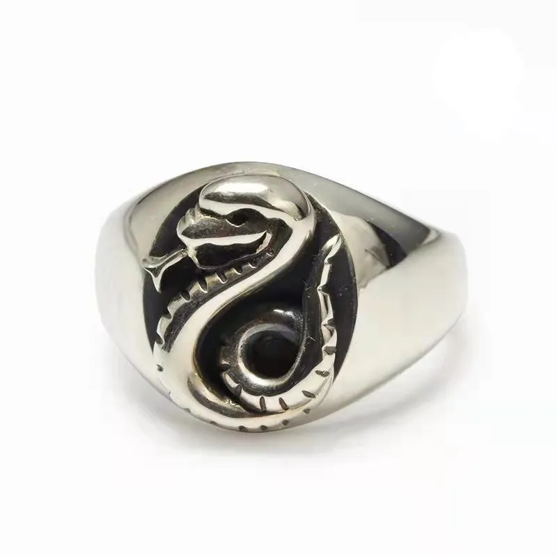 July Draco Malfoy Family Emblem Snake Court Ring Oval Retro Glossy Replica  Movie Stainless Steel Ring