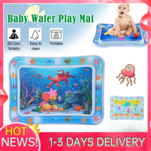 Creative Baby Water Pad Inflatable Paddle Pad Infant Water Play Pad Children Education Development Baby Toys PVC Ocean Fish Water Pad Cartoon Pattern Water Pad Fun Activity Game Pad Inflatable Water Play Pad