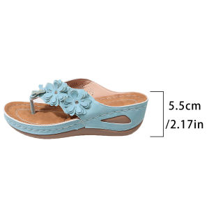 43 Large Size Floral Wedge Sandals 2026 Summer Flip-Flops Thick-Soled Beach Sandals For Women