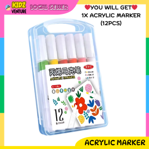 (READY STOCK) 12 24 48 Batang Warna Pen Marker Acrylic Ink DIY Waterproof Paint Pen Art Drawing Marker 丙烯马克笔防水不掉色